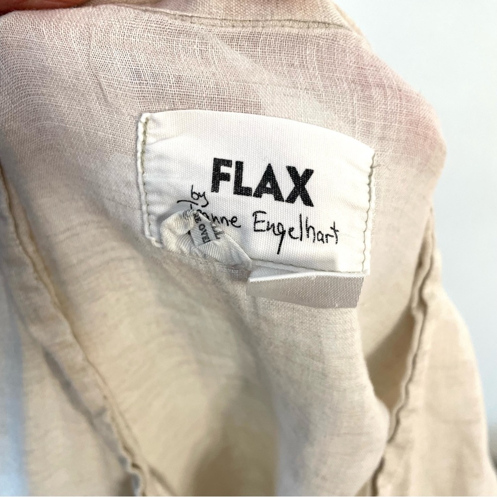 Flax Dress Linen Shirt Long Tunic Lagenlook Minimalist Beige Size Small - Picture 7 of 9